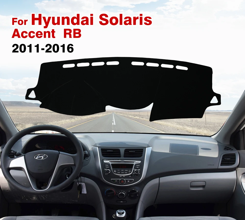 Dla Hyundai Solaris Accent RB 2011 2012 2013 2014 2015 2016 Mata na deskę rozdzielczą Dywaniki anty-UV Akcesoria samochodowe Pokrywa deski rozdzielczej samochodu