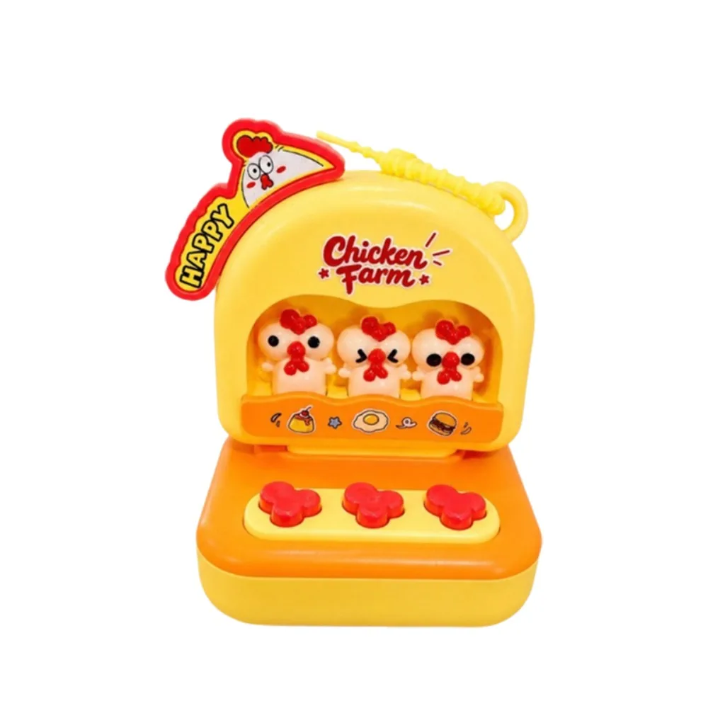 Cartoon Chick Fidget Game Console Key Chain Sounding Glowing Finger Button Arcade Key Chain Plastic Anti Anxiety Handbag Charms