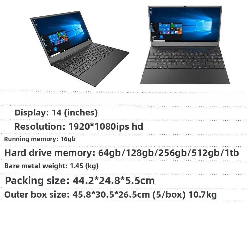 

New 14.1-inch i5 laptop ultra-thin metal office book, one-piece delivery, business