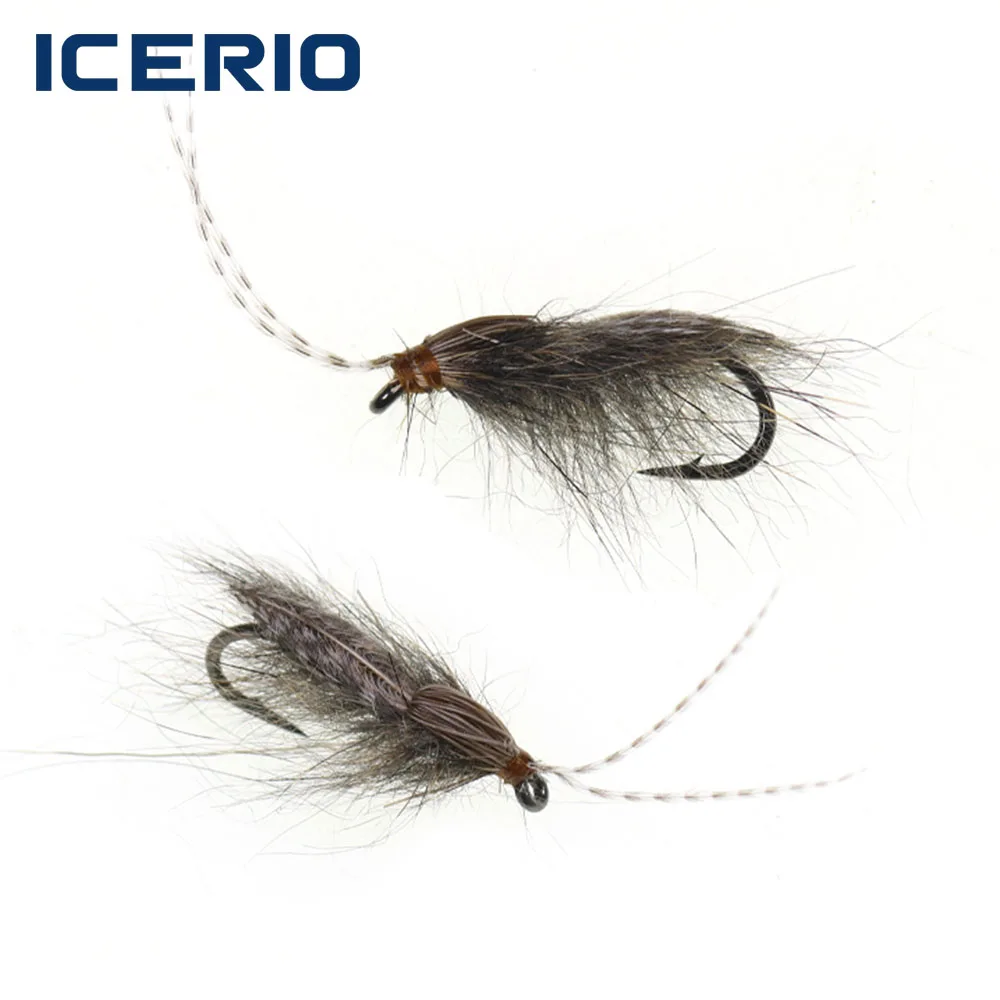 ICERIO Elchhaar-Caddis-Trockenfliege, realistische schwimmende Caddisfliegen-Imitat-Fliege mit Antennen, Forellenfliege für Süßwasser