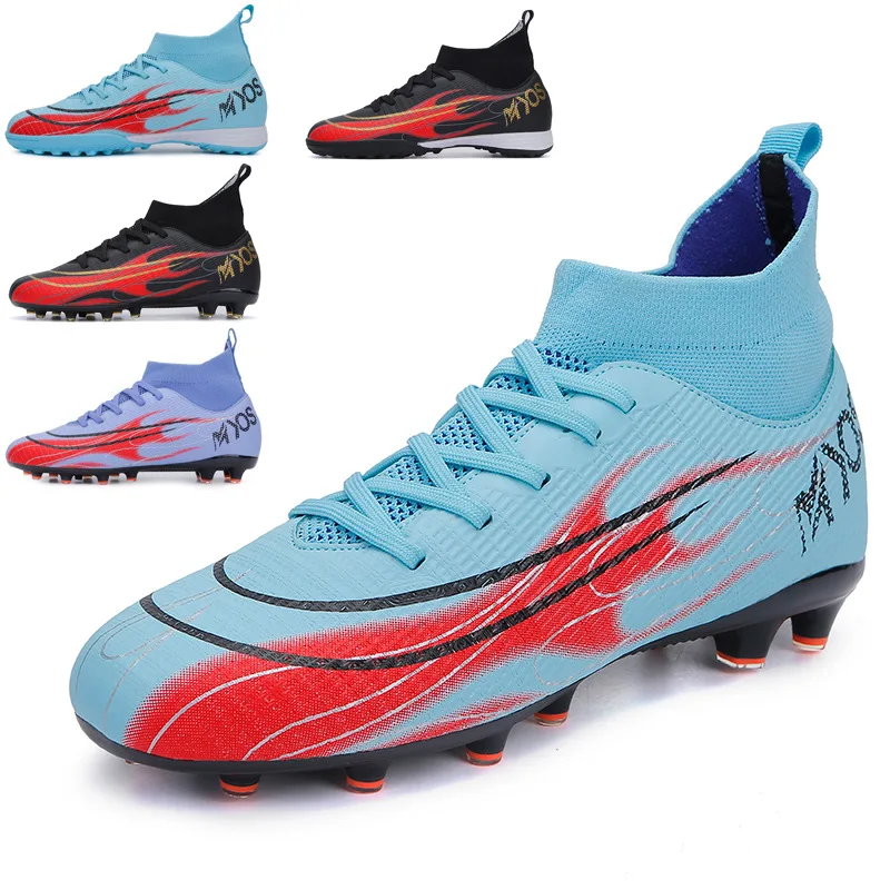 

High-top football shoes spikes outdoor sports shoes artificial turf competition training shoes male broken nails