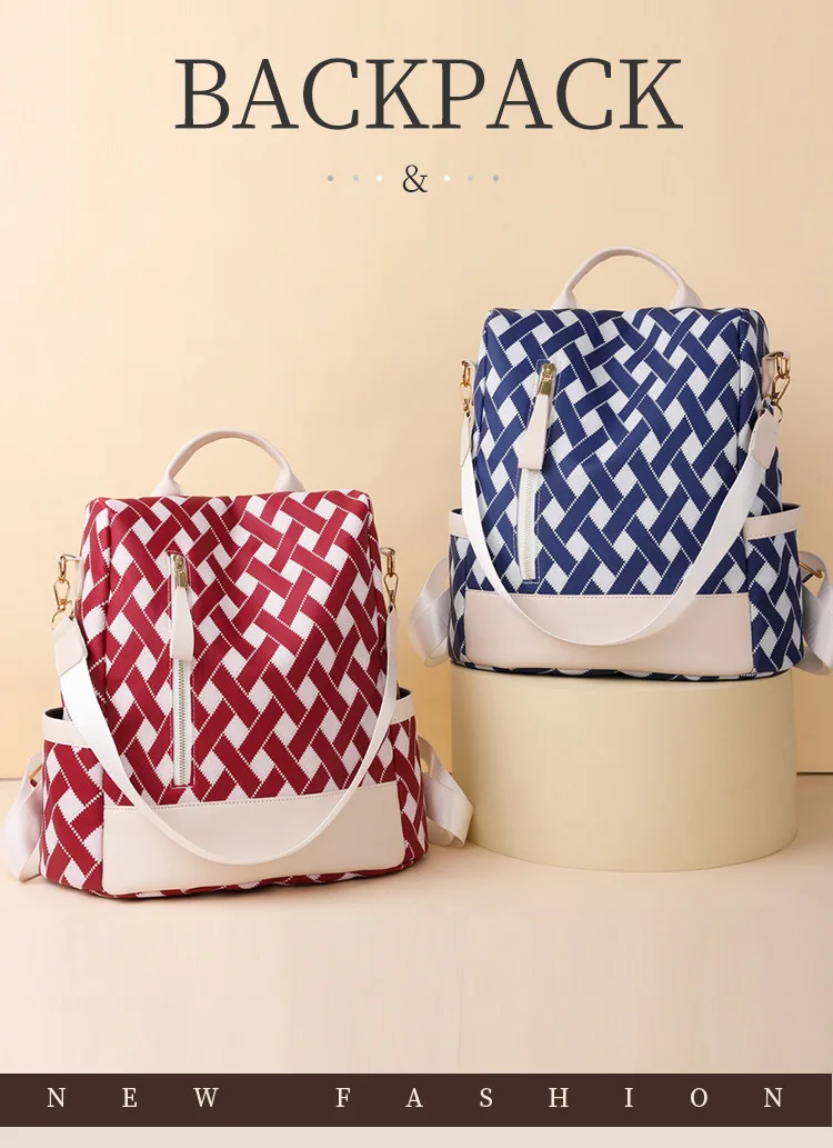 Mochila multifuncional para mulheres, simples e elegante impressa, bolsa de viagem de grande capacidade, estilo novo