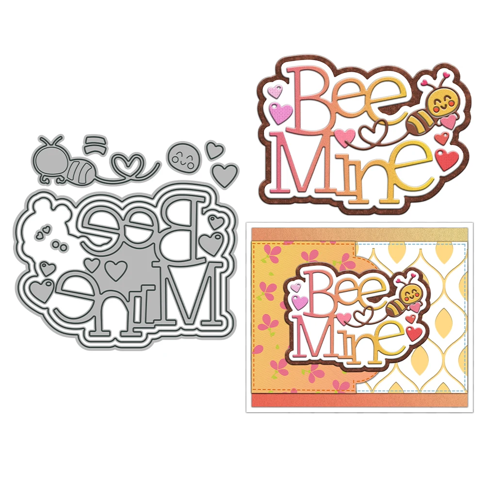 MangoCraft Bee Mine Cutting Dies Love Heart Valentine DIY Scrapbooking Supplies Metal Dies Knife Mold For Cards Albums Decor