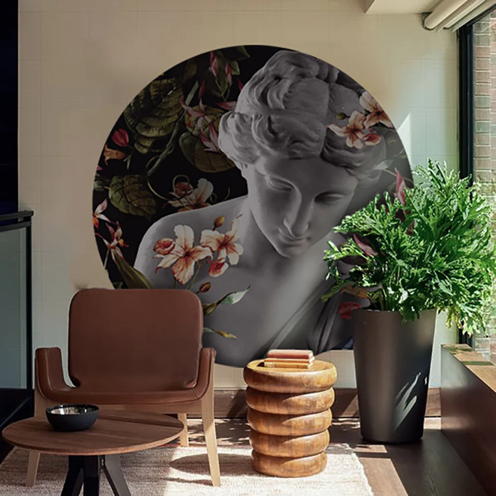 Alwayspon 29.9inch Round Circle Vinyl Peel and Stick Wall Decal Mural, Self Adhesive Wall Sticker Decor for Living Room