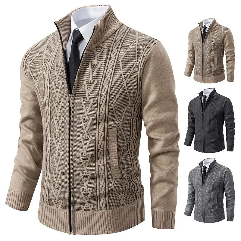 

2024 Autumn Winter Men's Camere Warm Casual Coat New Sli Long Sve Hoodie round Ne lin Fiber Length Cotton Blend