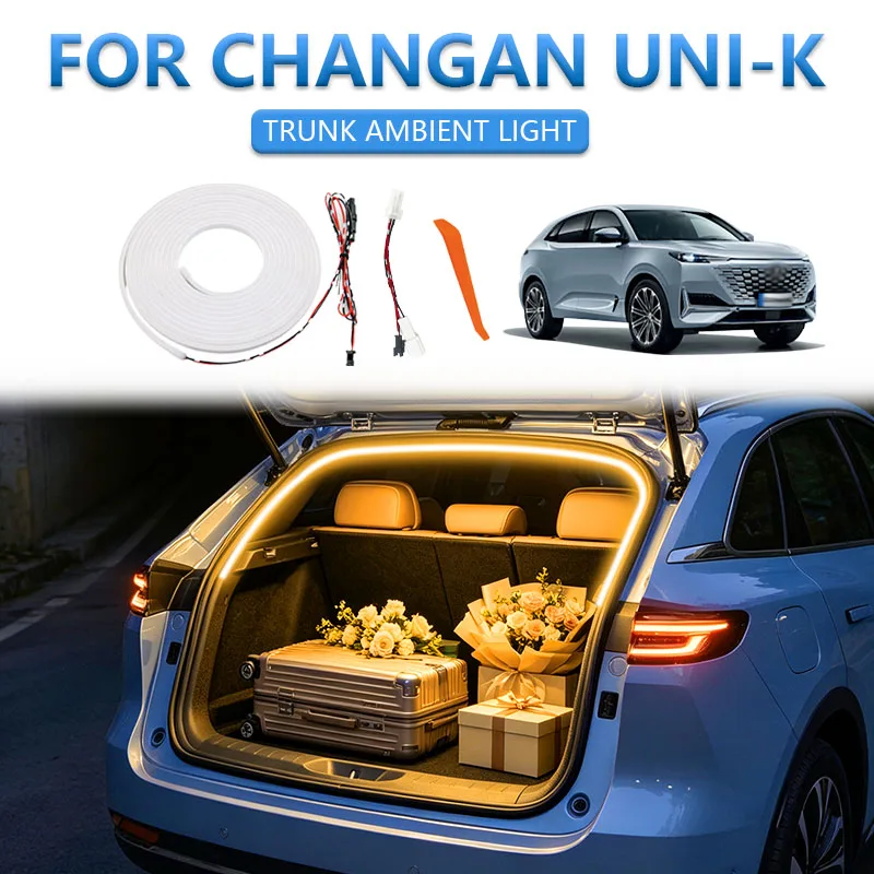 FOR CHANGAN UNI-K Rear Trunk Light LED Surround Light Silicone Light Modification Light Yellow White Car Accessories