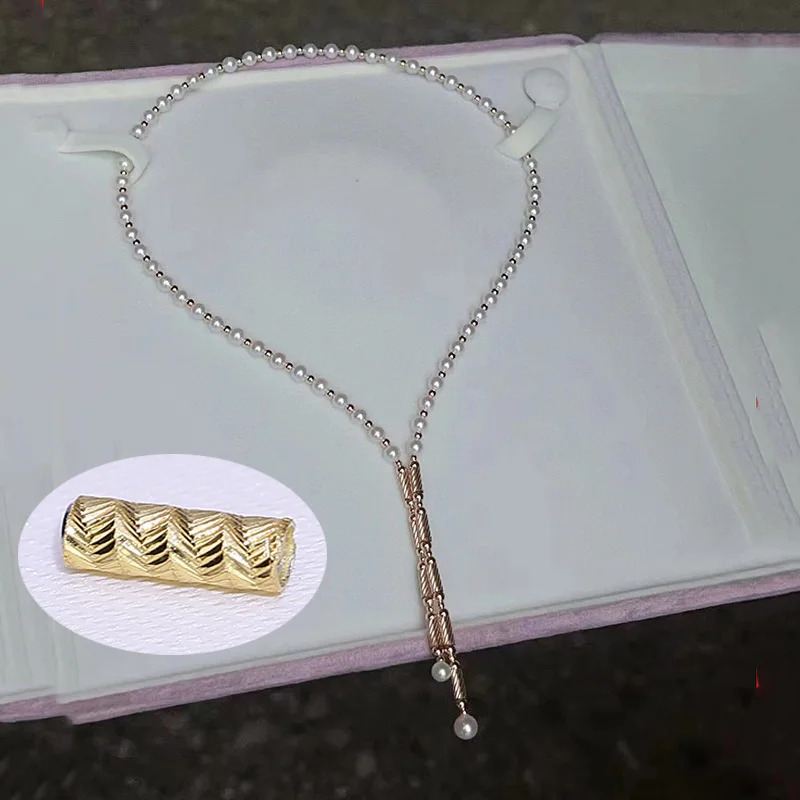 

Magnetic Tube Jewelry Set S925 Sterling Silver Pearl Necklace and Engraved Bracelet with Secure Magnetic Lock