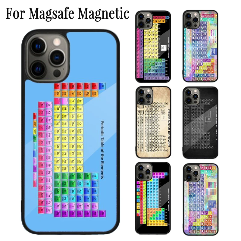 Periodic Table Of Elements Magnetic Phone Case Coque For iPhone 16 15 14 Plus 13 12 Mini 11 Pro Max Magsafe Wireless Cover