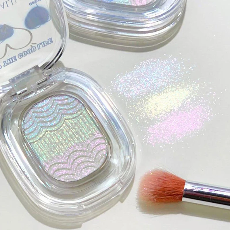 NEW DIKALU Mashed Potatoes Texture Glitter Eyeshadow Purple Gold Pink Pearlescent Glitter Body Highlighter 3 IN 1 Makeup Palette