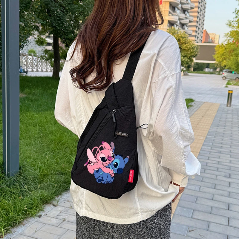 Stitch Shoulder Bags Boy Girl Korean Version Chest Bag Disney Trendy Cool Shoulder Crossbody Bags  Cartoon Anime Handbag Gift