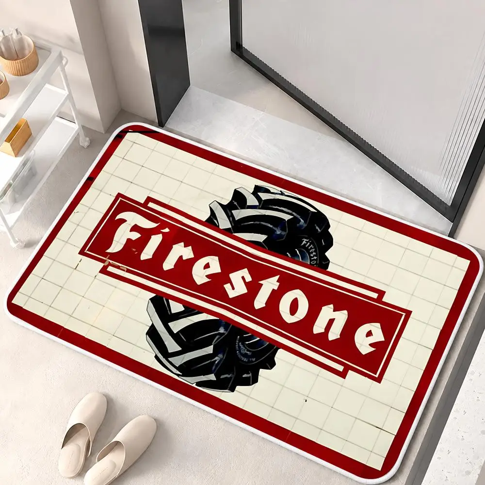F-Firestone Tires LOGO Floor Mat Flannel Rug Soft Non Slip Door Mat For Bathroom Bedroom Kitchen Living Room Home Decor