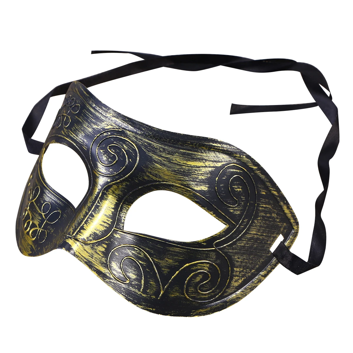 

Half Face Mask Costume Party Accessory Ball Short Hair for Men Halloween Bronze