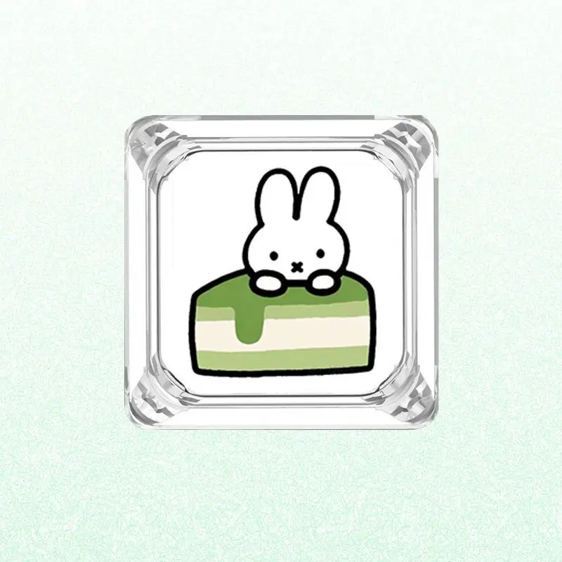 Cartoon Kawaii Miffy Head Portrait Originality Keycap Machinery Cross Axle Let Light Through Accessory Part Fit Finger Pulp New