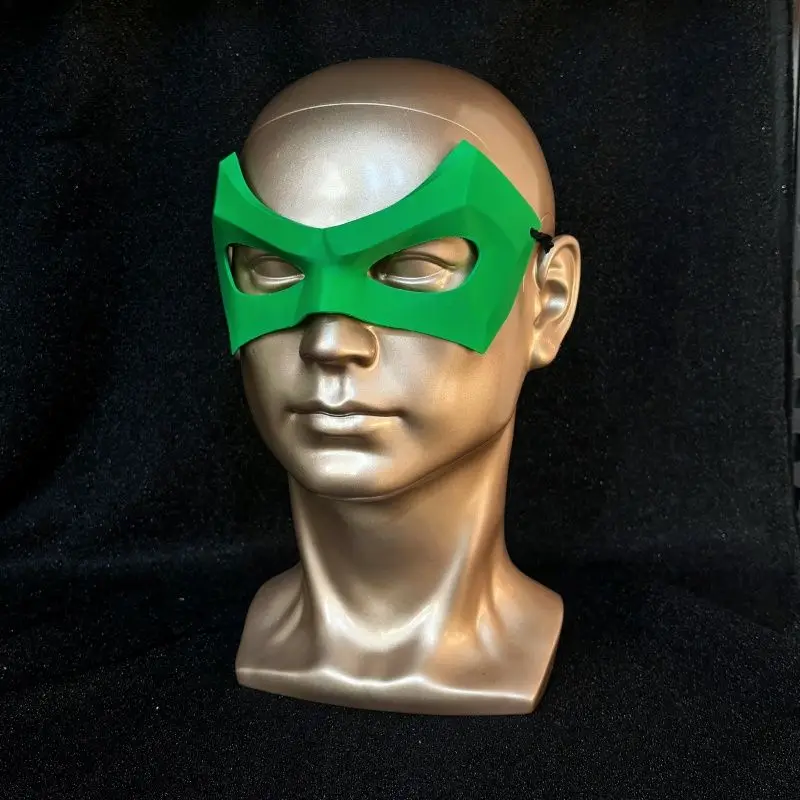 Anime Superhero Green Cosplay Eye Mask PLA Adult Half Face Mask Halloween Carnival Costume Accessories Party Role Play Prop