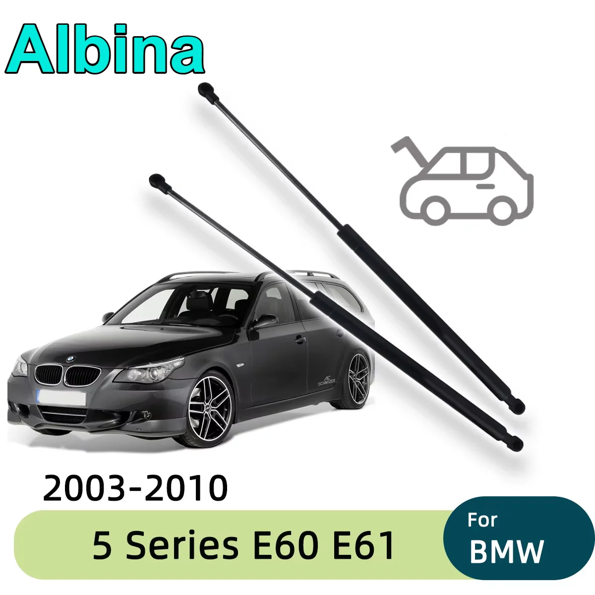 2Pcs Front Bonnet Hood Gas Lift Supports Struts Damper Rod 51237008745 Fit BMW 5 Series E60 E61 2003-2010