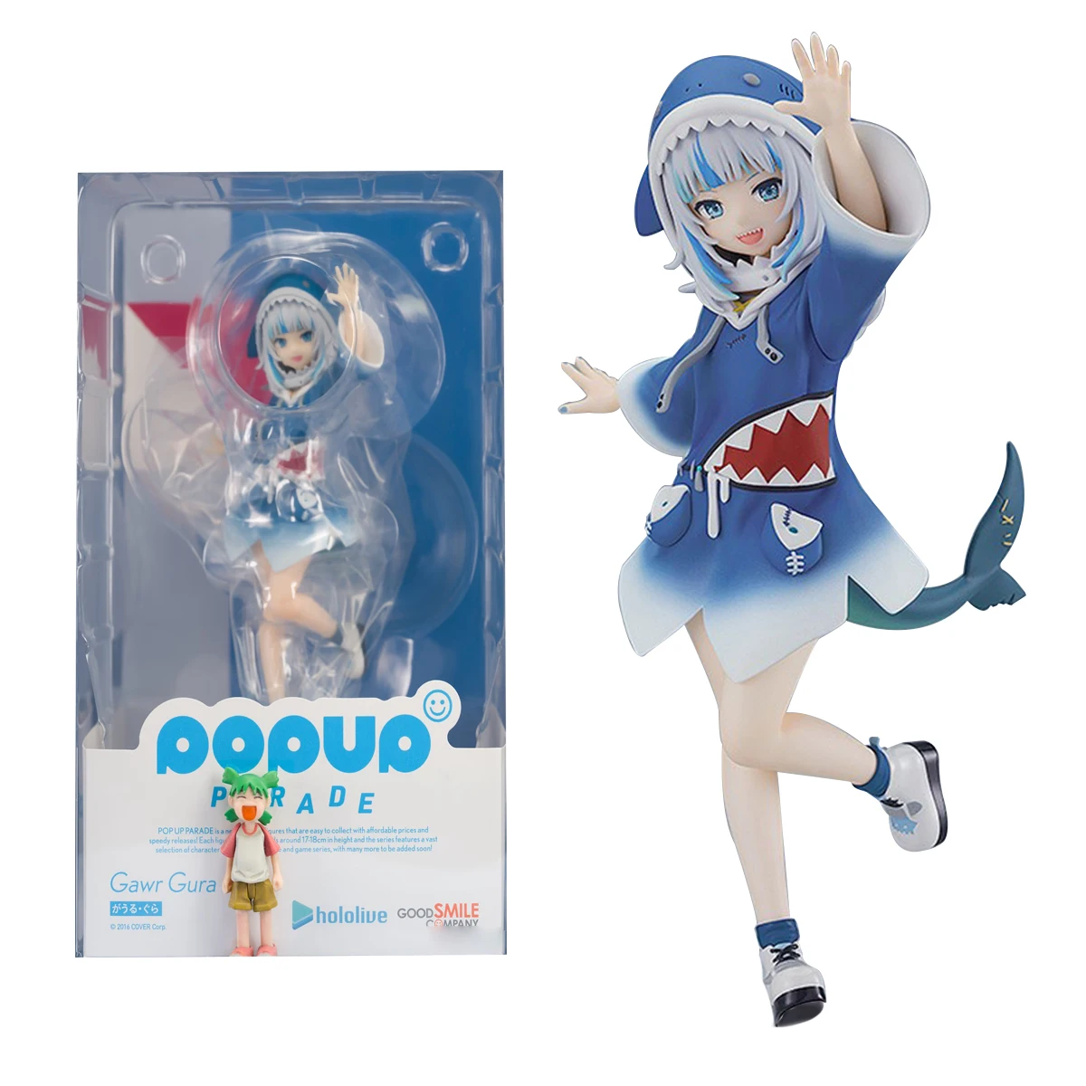 Figura de acción de Anime Hololive Gawr Gura, disfraz de tiburón azul, Cosplay, Kawayi, lindo modelo coleccionable, juguetes de regalo, 15CM