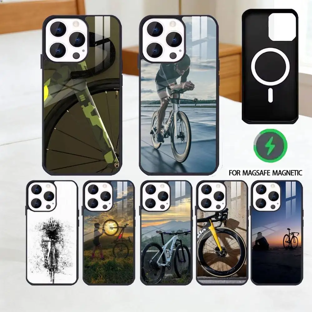 

Road Bike Cyclist Cycling Phone Case For iPhone 17,16,15,14,13,12,Plus,Pro,Max For Magsafe Magnetic Wireless Charge