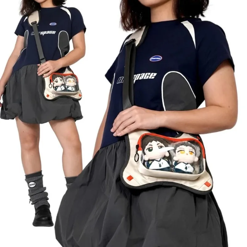 شفافة أنيمي اليابانية Crossbody ItaBag المرقعة Y2k تصميم الألم حقيبة عرض دمية Harajuku حقائب الكورية حقيبة كتف الفتيات #3