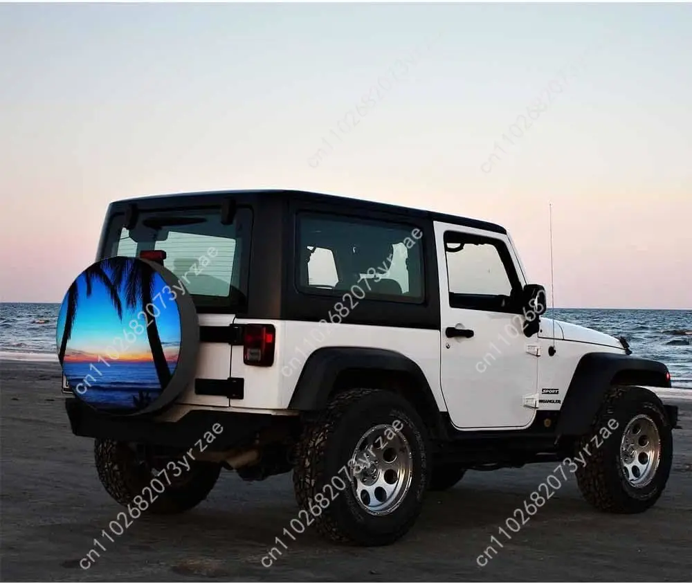 Синий закат, пляж, различные модели, чехол для запасного колеса, защита от песка и пыли, защита от ветра и дождя, прочные и прочные чехлы для шин