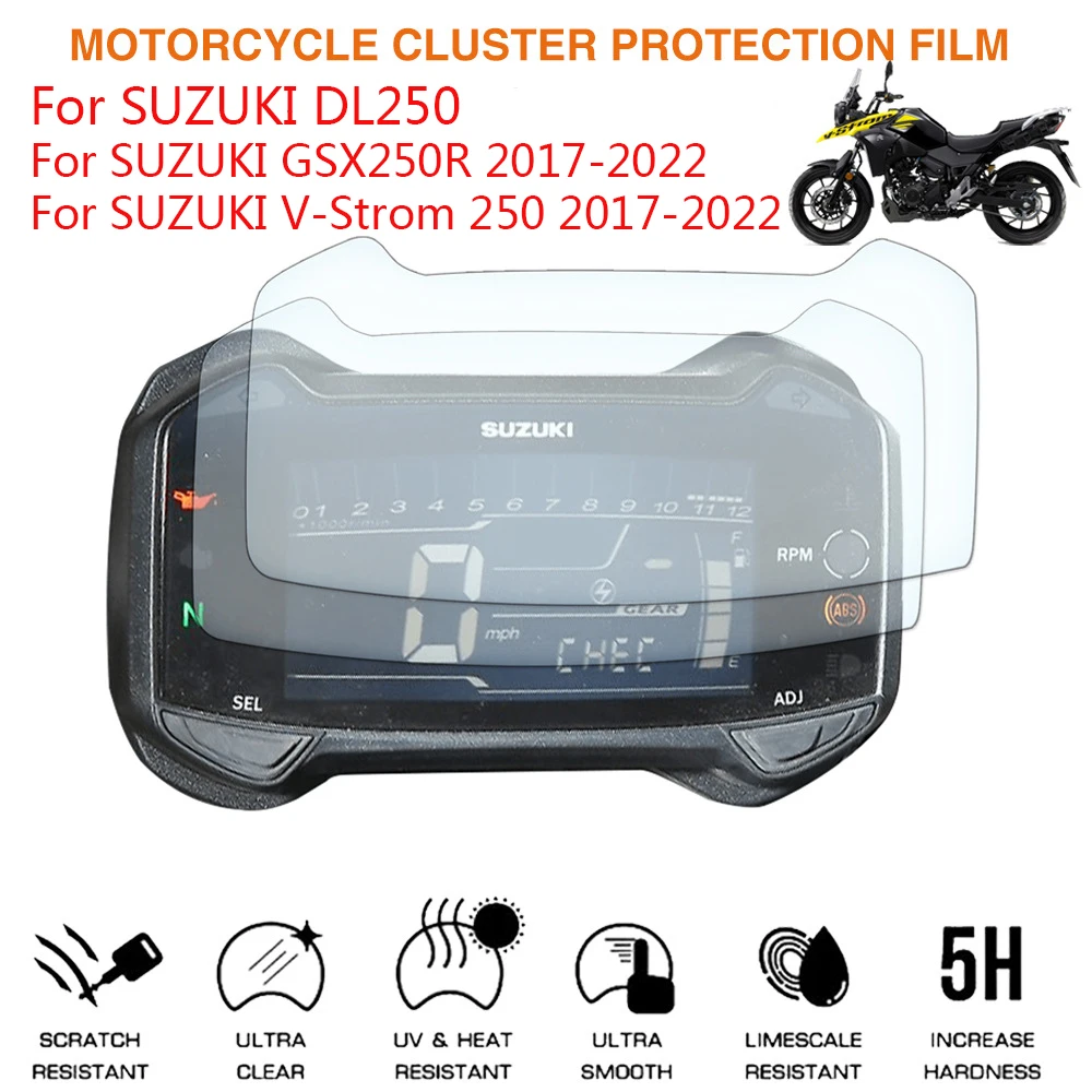 Velocímetro de motocicleta para Suzuki DL250 GSX250R v-strom 250 DL V Strom 250 GSX 250 R, protector de pantalla contra arañazos, película de instrumentos