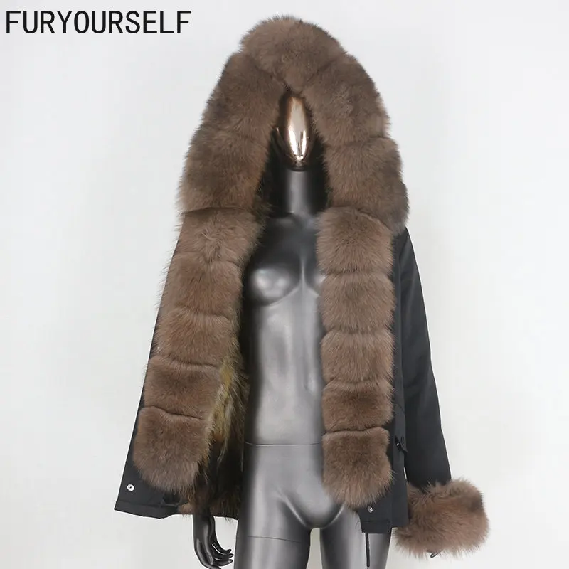 

FURYOURSELF 2023 Waterproof Short Parka Winter Jacket Women Real Fur Coat Natural Fox Fur Outerwear Warm Streetwear Detachable