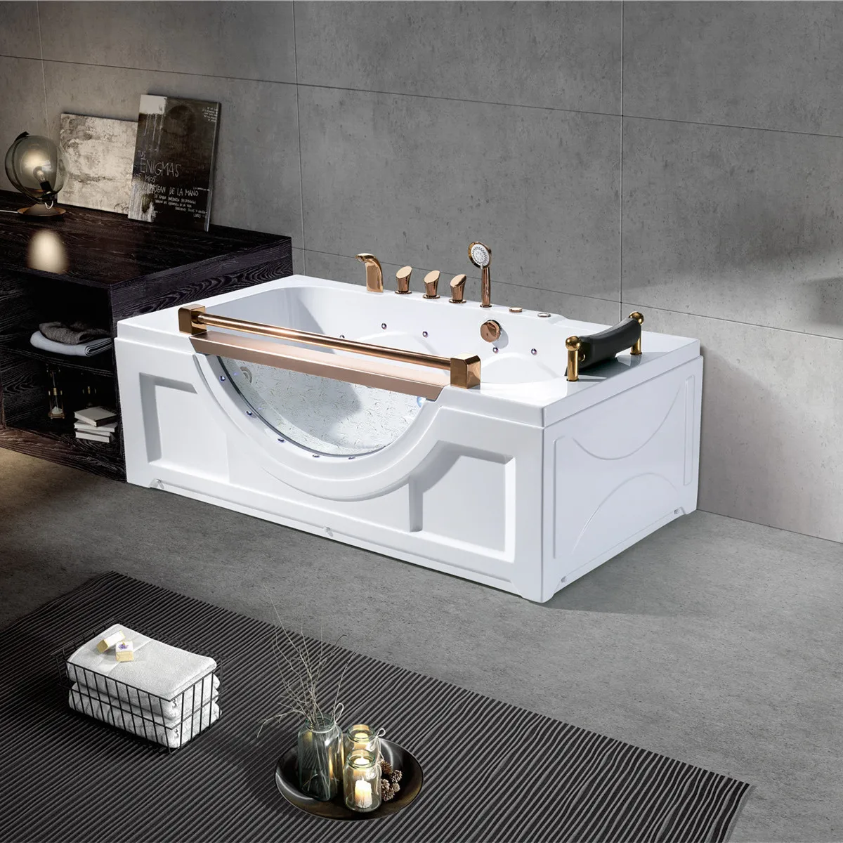 

Современная белая одинарная роскошная массажная ванна-джакузи для одного человека, отдельностоящая, с дренажем, для ванной комнаты