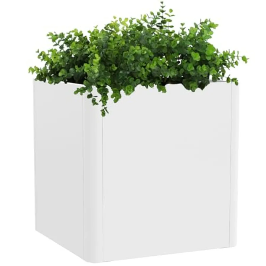 

Large Steel Planter Box 26x26x26, Heavy Duty Square Metal Planter Box for Indoor Outdoor Use, Gray, Rust-Resistant Powder-Coate