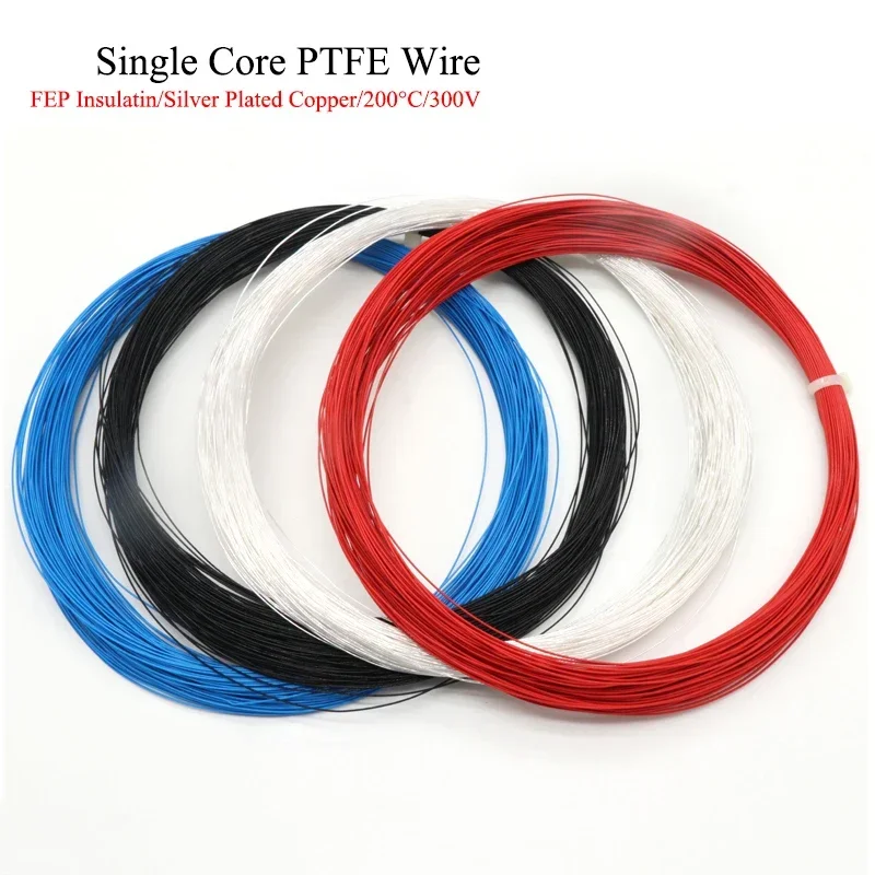 30 28 26 24 20AWG Single Core PTFE Wire FEP Insulation Silver Plated High Purity Copper Cable HiFi Audio Speaker Head phone Line