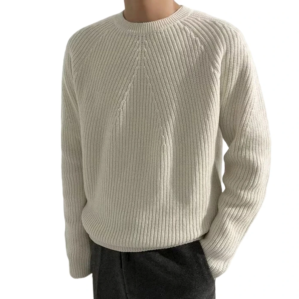 

Новинка 2025 года, мужской вязаный джемпер, однотонный винтажный текстурированный повседневный свитер, универсальный пуловер