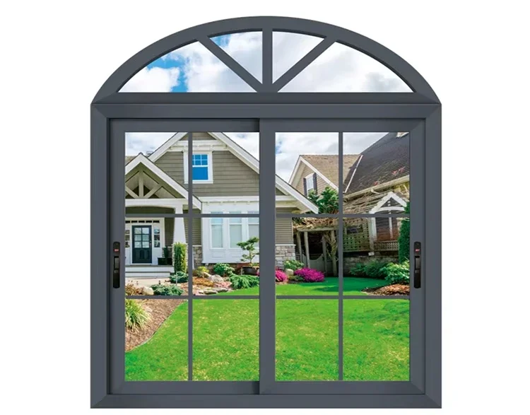 for Exterior round arched top aluminium frame glass window modern french arch top shaped aluminum sliding windows with grill