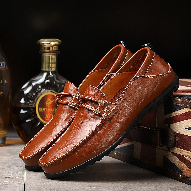 Men's Casual Shoes Spit Leather Slip On Shoes Business Formal Occasion Wedding Party Footwear Leisure Official Board-Shoes
