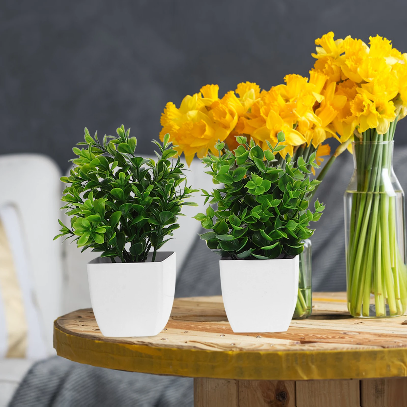 

4Pcs Artificial Bonsai Fake Potted Plants for Home Office Decor Indoor Realistic Green Plant Decorations Desktop Adornments