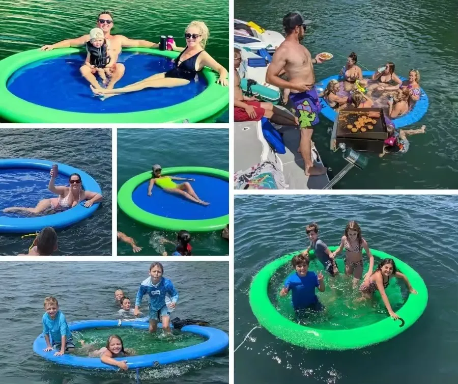 Water Sport Games Drop Stitch Round Shape Floating Platform Inflatable Floating Sea Boat Docks Swim Platform Hammock