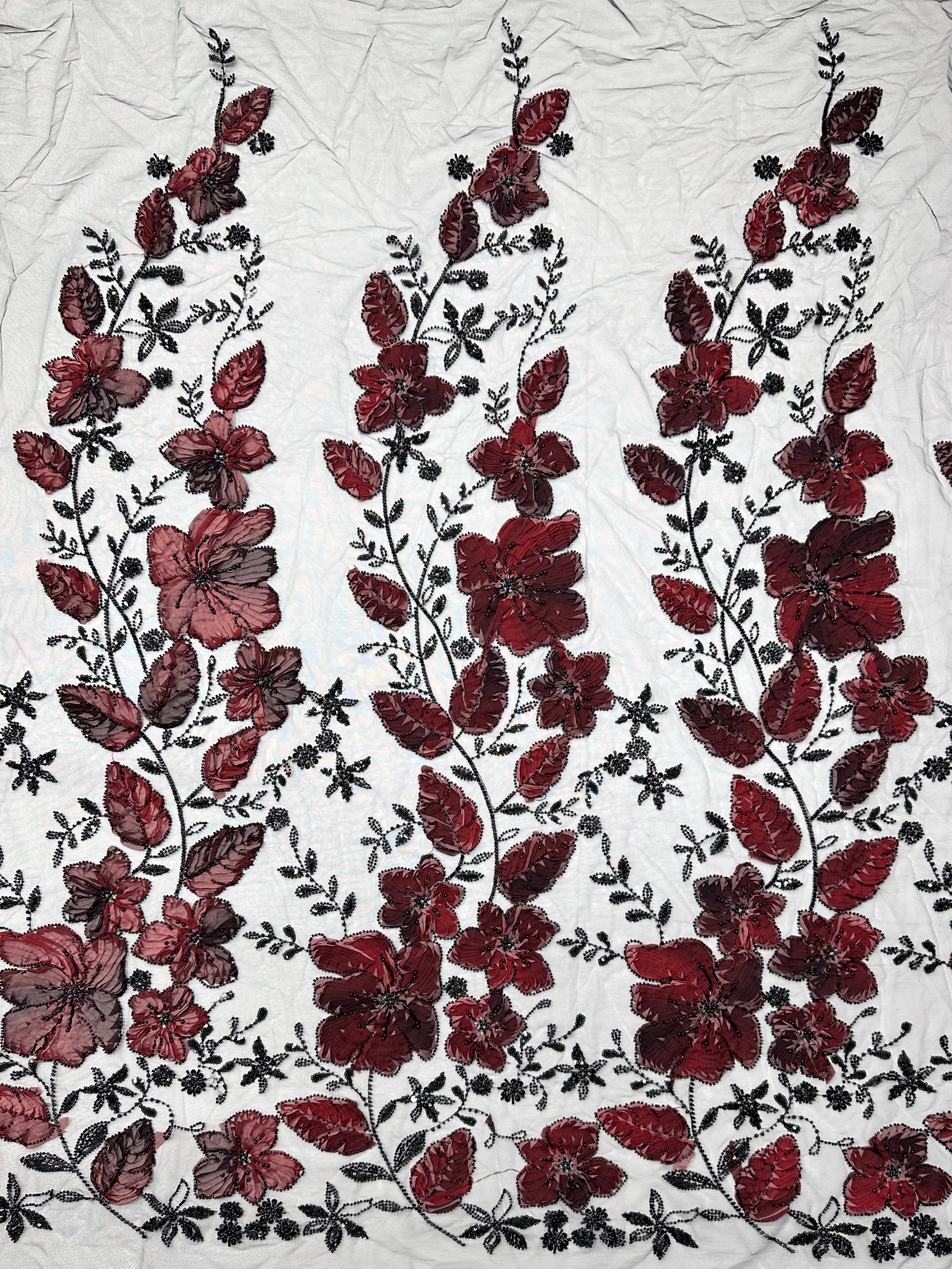 

African High-End Handmade Beaded Lace Fabric French Sequin Embroidered Lace Women's Fashion Evening Gown Party Sewing