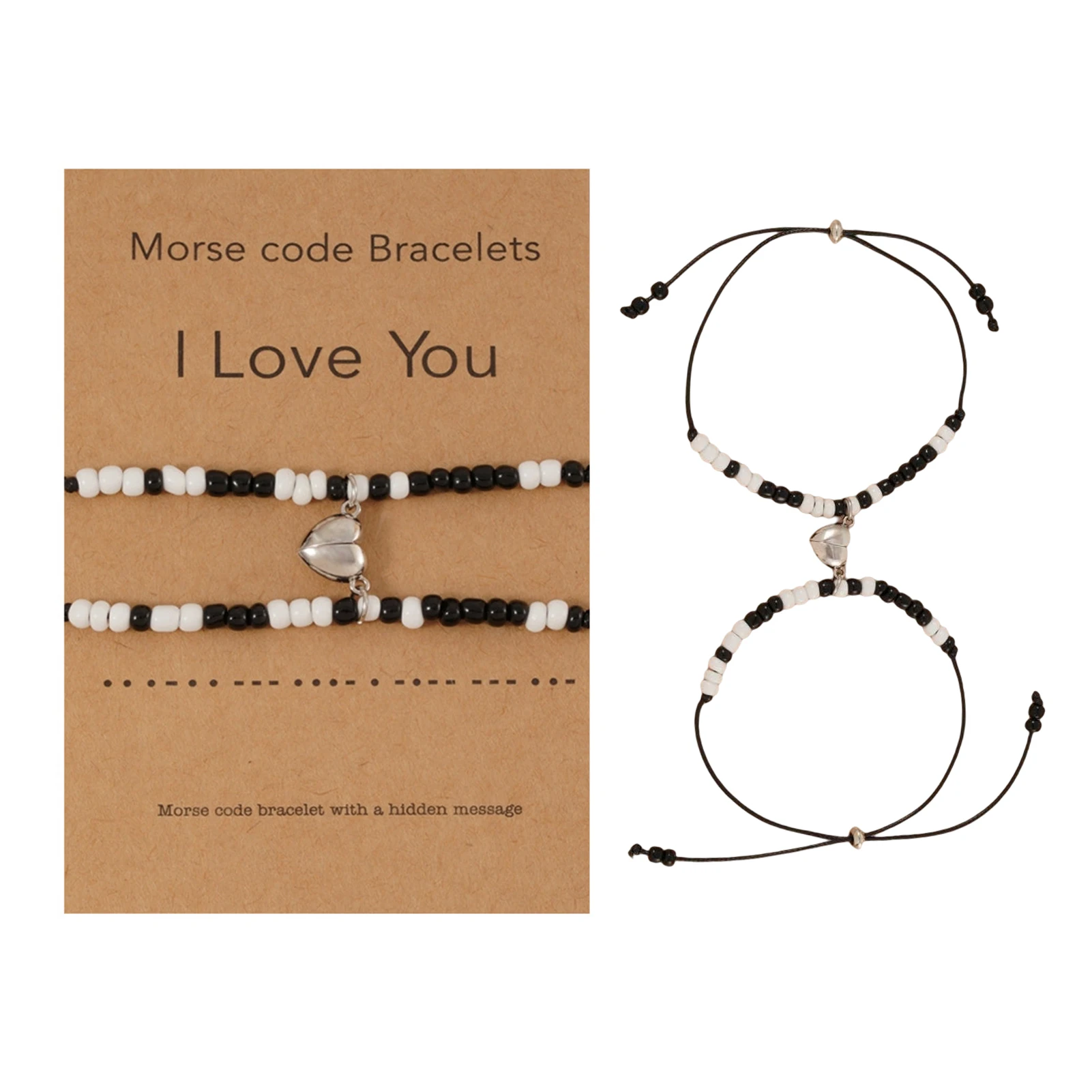 Magnetic Buckle Beads String Couple Bracelet Smooth Rope Adjustable Size Bracelets for Woman Girls Daily Jewelry Accessories