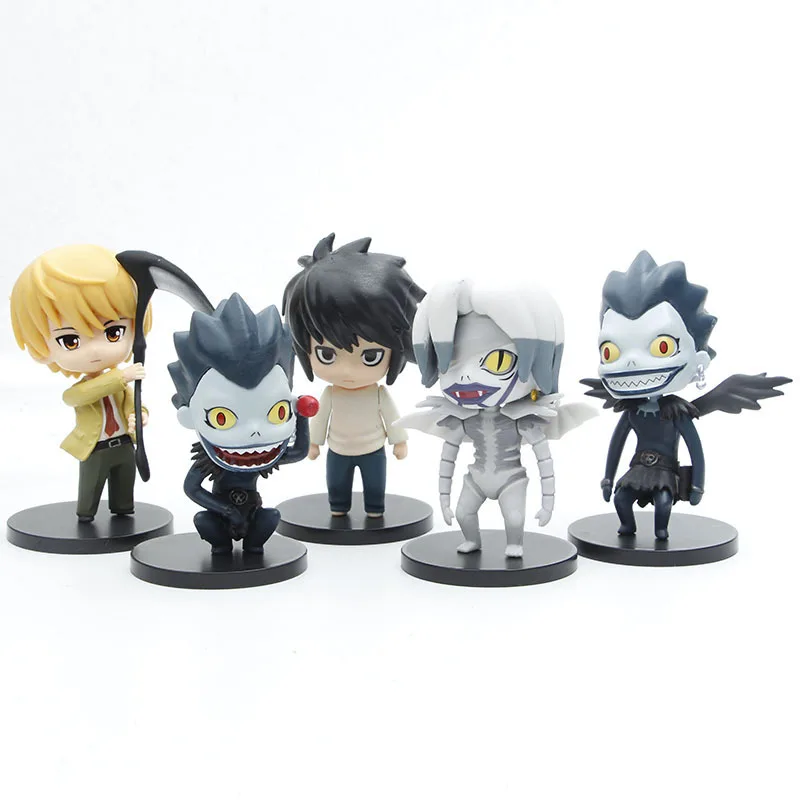 5Pcs/1Set Anime Figure DEATH NOTE Ryuk Yagami Light MisaMisa Q Version Model Pose Children Collection Gift Ornaments Sculpture