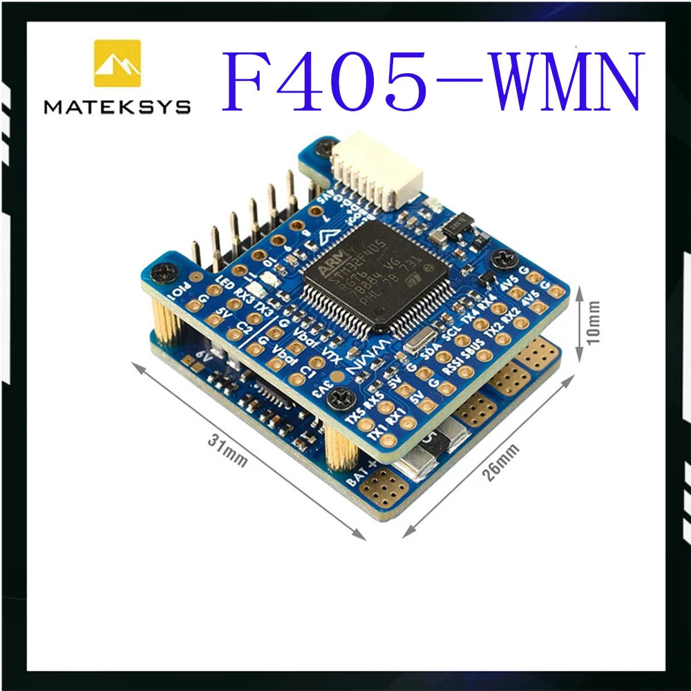 matek-f405-wmn-f405-flight-controller-stm32f405rgt6-w-baro-osd-blackbox-132a-current-sense-2-6s-lipo-for-fpv-fixed-wing-drone