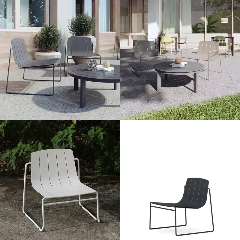 Modern style outdoor metal chair patio garden aluminum lounge chair sled coffee chair outdoor garden