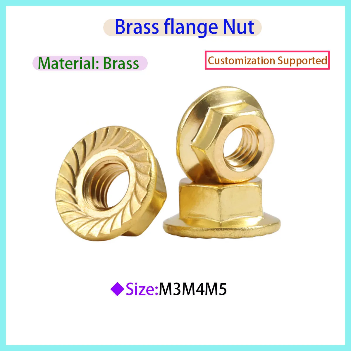 Brass Serrated Flange Nuts with Integrated Washers - Anti-Slip & Anti-Loosening Hex Nuts M3-M5