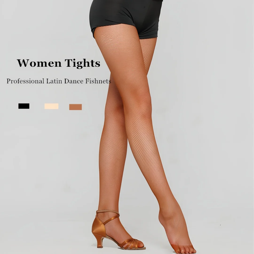 DOIAESKV Karamell-Nylon-Strumpfhose, professionelle Latein-Tanz-Fischnetz-Zehensocken mit Schritt-Bodystocking für Männer und Frauen