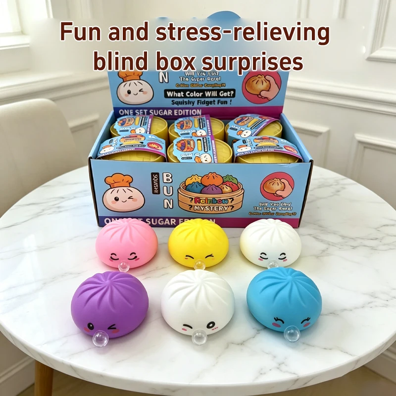 Creativ Random Simulation Bun With Bubble Toy Soft Slow Rebound Squishy Stress Relief Ball Fun Squeezing Toy Gift Ornament