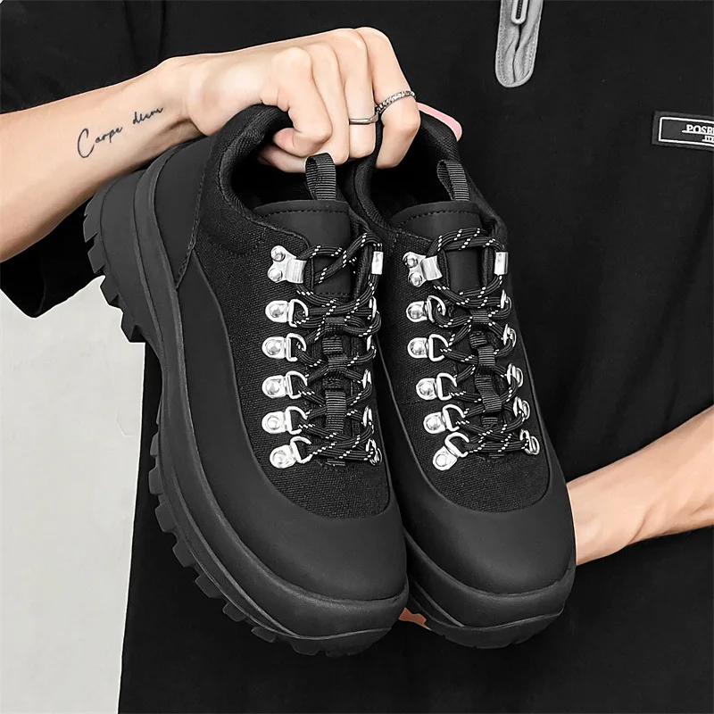 Non-Slip Platform Increase Boots for Men Non-Slip Outdoor Hiking Shoes Vintage Style Male Climbing Boots Classic Walking Shoes