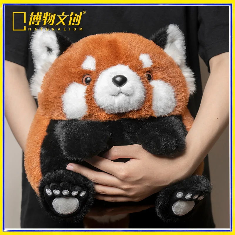 

NATURALISM Red Panda Round Soft Fluffy Plush Doll Educational Science Stuffed Animal Valentine Day Gift For Kids And Adults