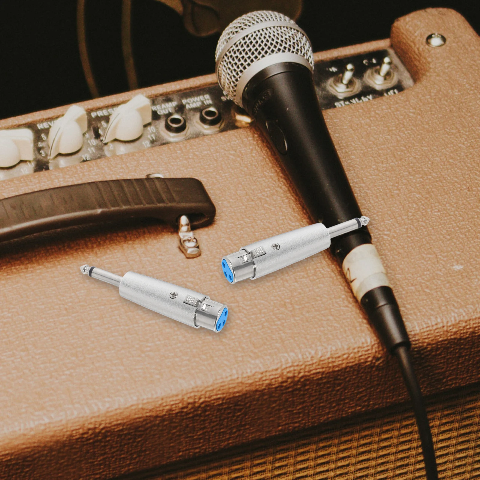 

2pcs Microphone Jack Guitar Stereo Zinc Alloy Earphone Converter Headphone High Precision Audio Compact Portable Male for Stage