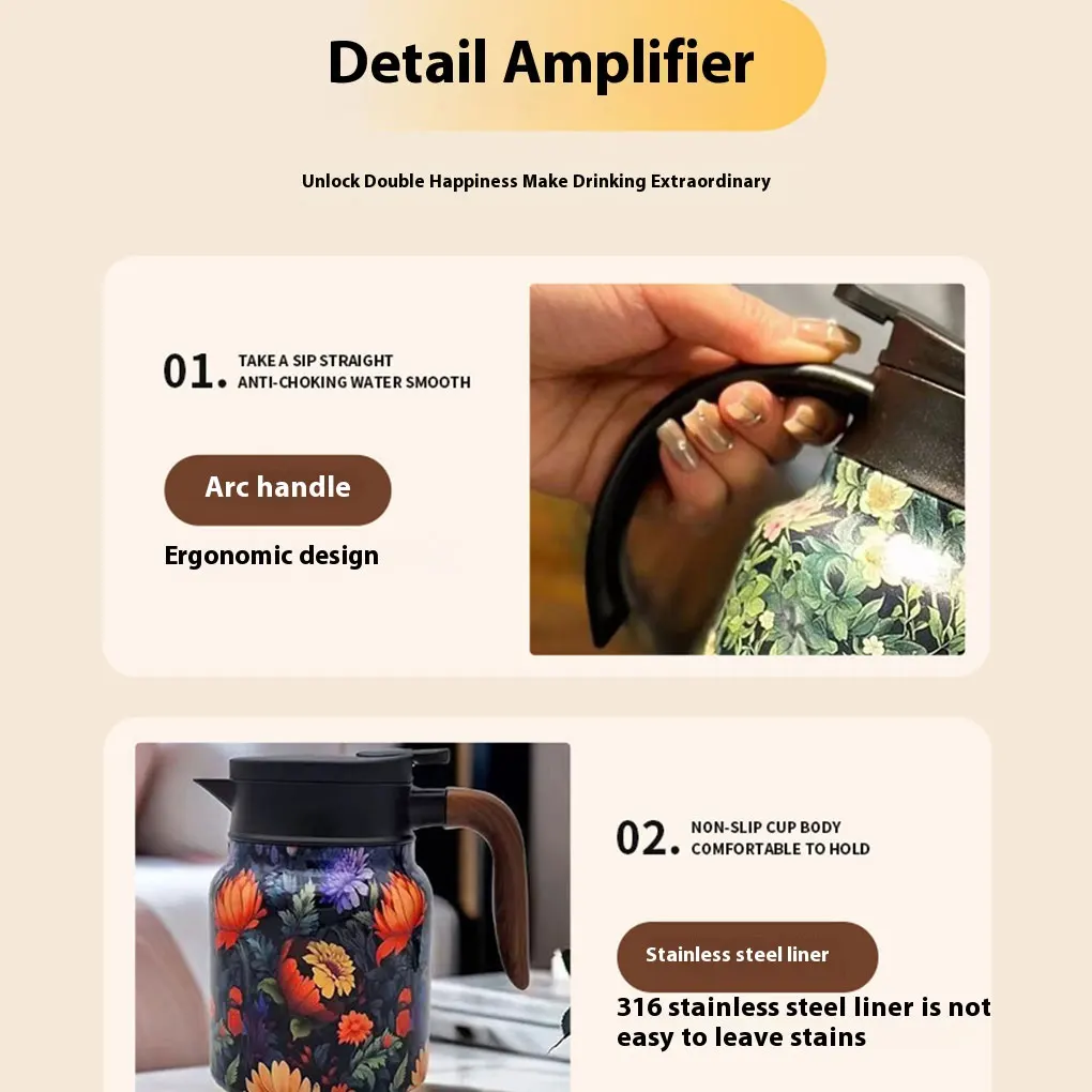 Stainless Steel Hot Drink With Lid Insulated Bottle Vintage Teapot Charm For Tea Time Facilitate
