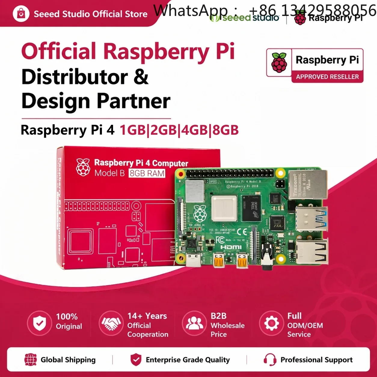Seeedstudio Raspberry Pi 4 8gb Raspberry Pi 4 Model B 1GB 2GB 4GB 8GB Mini PC  64-bit 1.5GHz Quad-core Processor 4K Wholesale