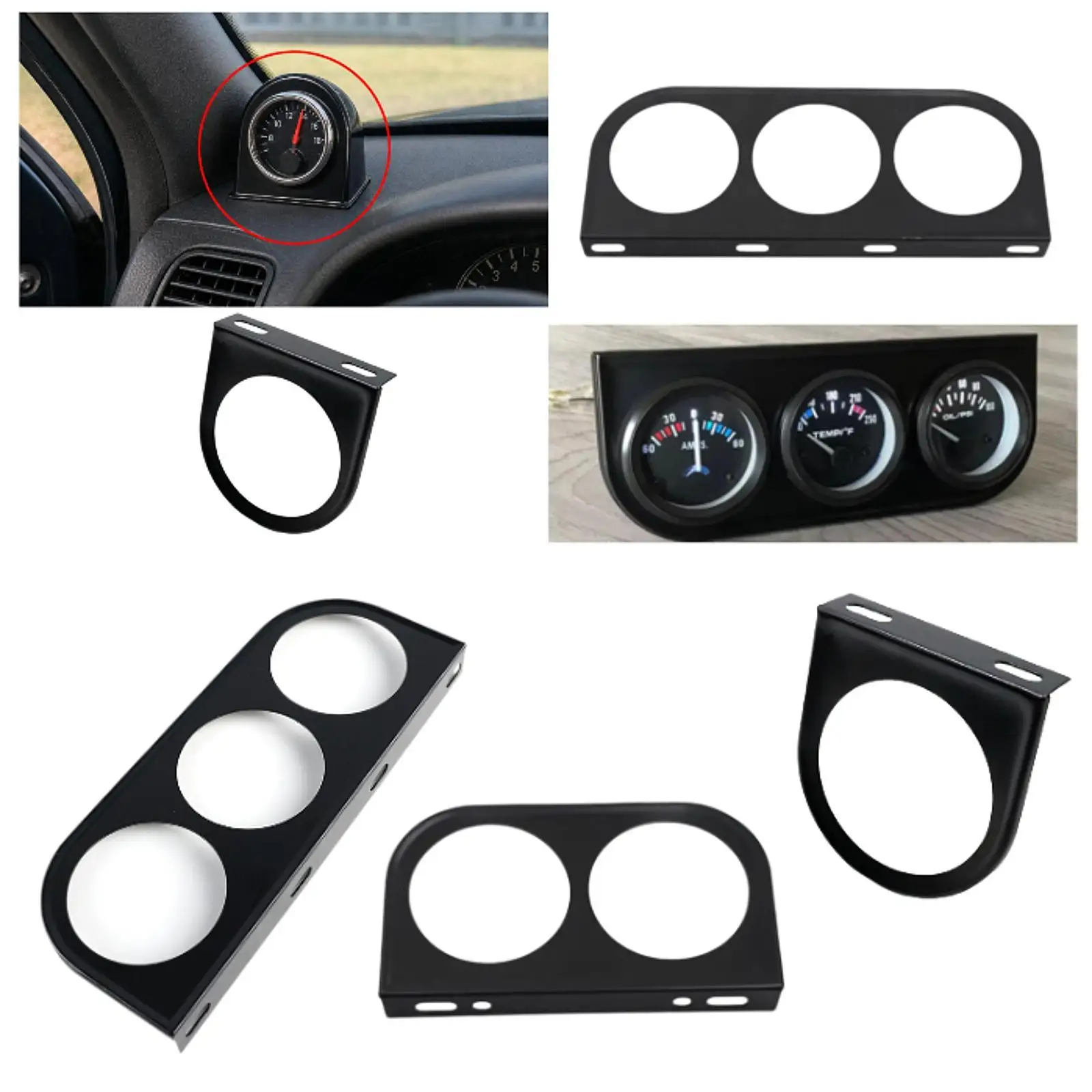 Sturdy Gauge Panel Universal Steel Instrument Mounting Bracket for Vehicle Dashboard Tool Kit for Car Trucks Boats