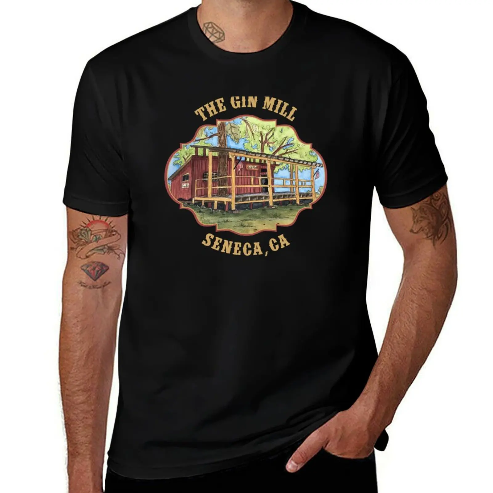 The Old Gin Mill, Seneca California T-Shirt Graphic Print Short Sleeve T-Shirt