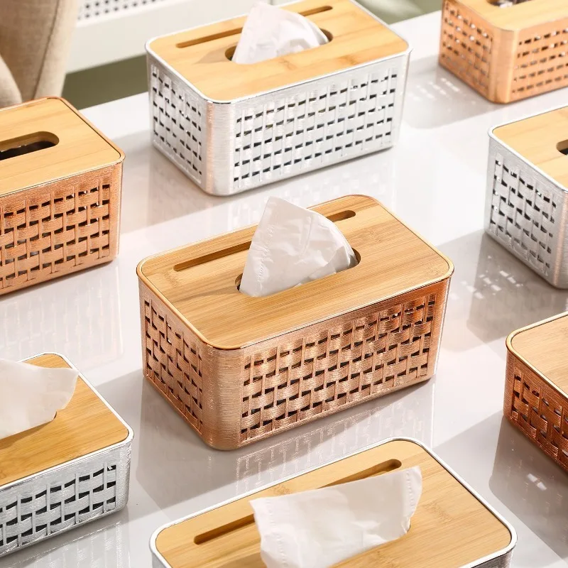 1PC Luxury Tissue Box High End European Stereo Woven Tissue Holder Home Desktop Storage Decoration Household Organizer Supplies
