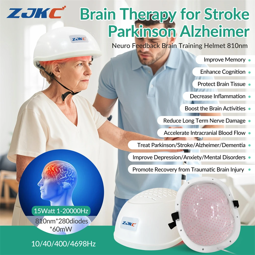 

ZJKC Alzheimer's Memory Stimulation 810nm Near-infrared Light Therapy Brain Stroke Symptoms 280diodes Brain Therapy Helmet